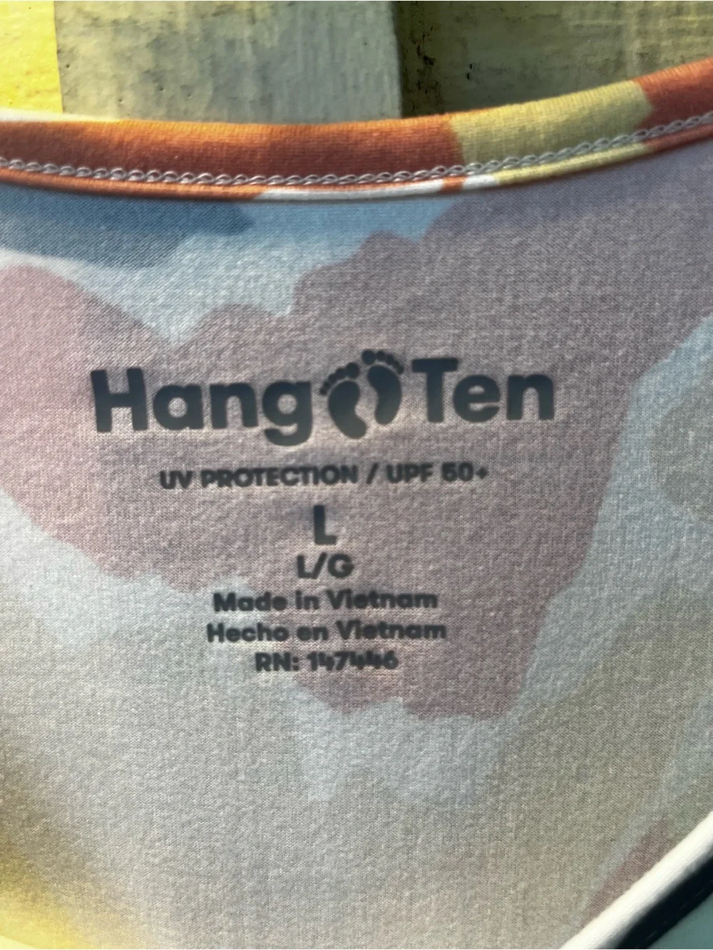 Hang Ten Floral UPF 50+ Sun Shirt Rashguard Long Sleeve Side Zip Pocket Top L